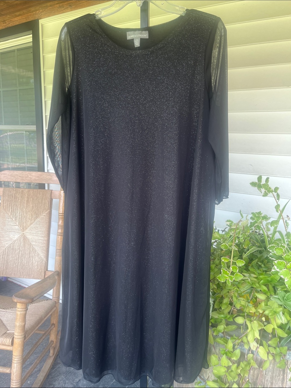 Jessica London Black Sparkle Mesh Midi Dress Sz 12w nwot dress formal #719